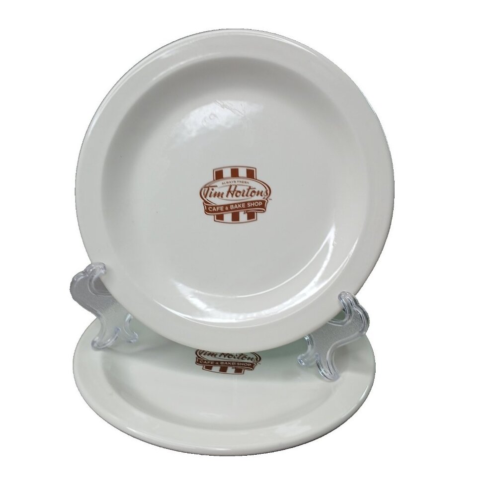2 Tim Hortons Steelite England Employee Ceramic Restaurant Lunch Donut Plate
